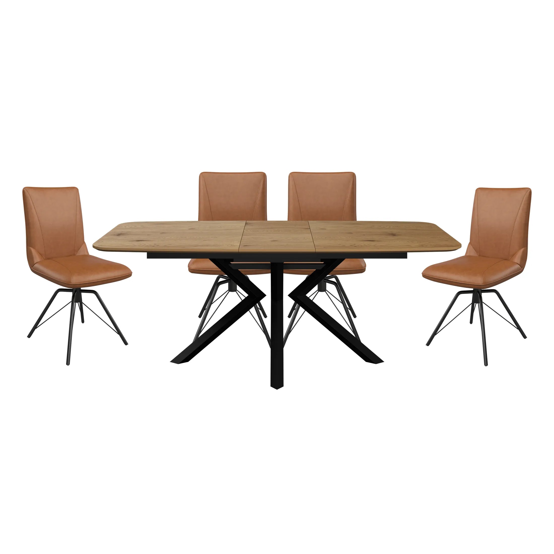 Toronto 160 - 200cm Wood Effect Duro Top Extending Dining Table with Tan Chairs - Pendle Village Furniture
