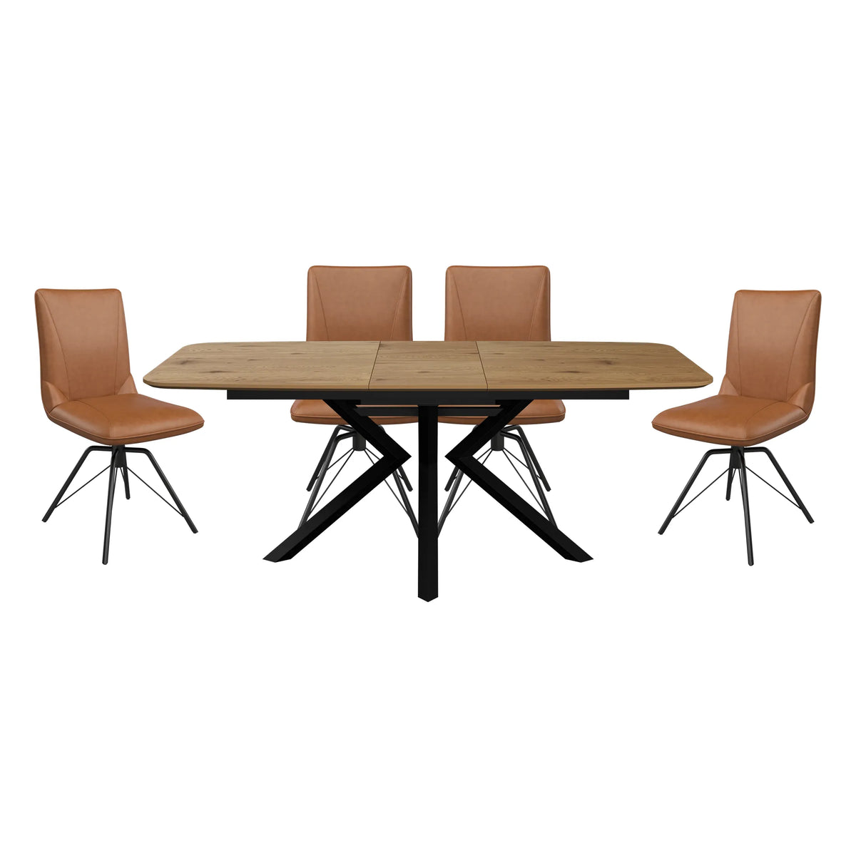 Toronto 160 - 200cm Wood Effect Duro Top Extending Dining Table with Tan Chairs - Pendle Village Furniture