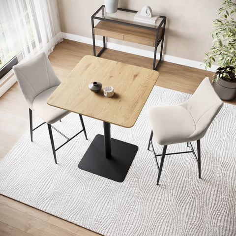 Toronto Wood Effect Bistro Bar Table with Ivory Fabric Bar Stools - Pendle Village Furniture