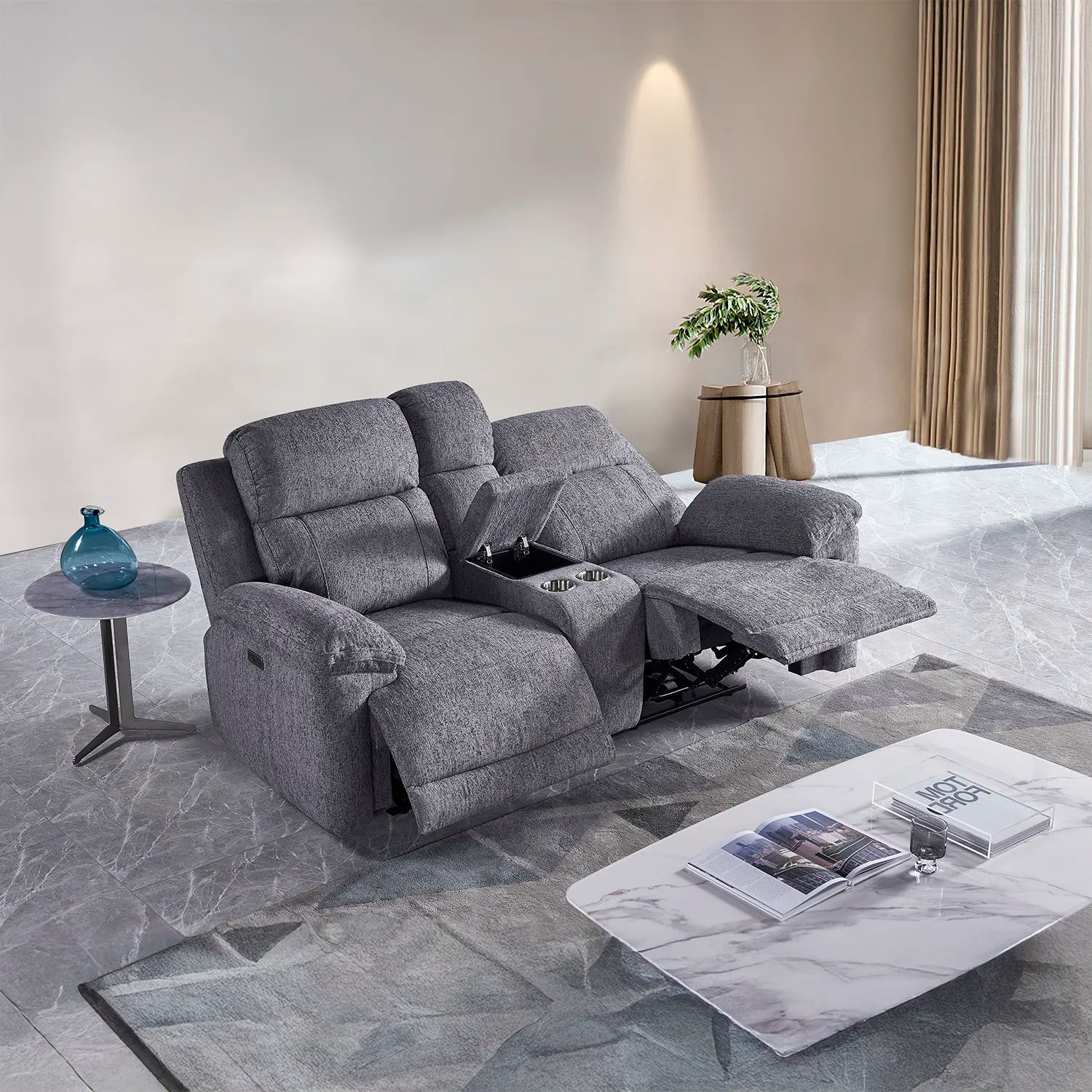 Touch Haven 2 Seater Heavy Duty Fabric Power Recliner Sofa with USB Ports - Pendle Village Furniture