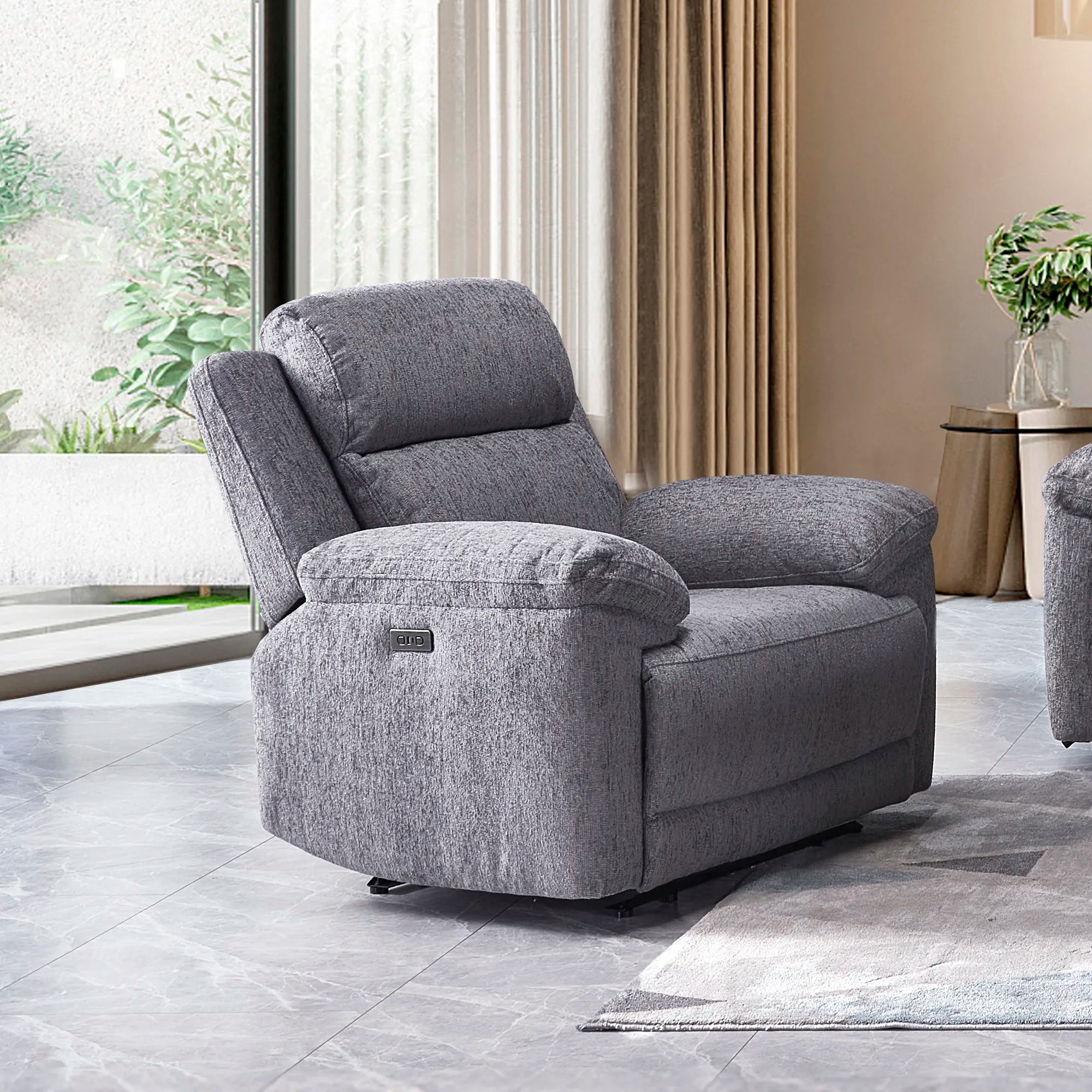 Touch Haven Armchair Heavy Duty Fabric Power Recliner with USB Port - Pendle Village Furniture