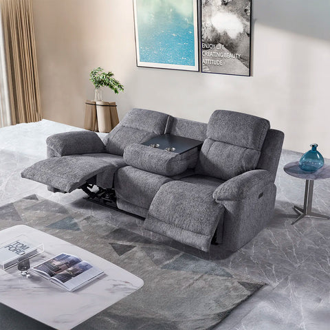 Touch Haven 3 Seater Heavy Duty Fabric Power Recliner Sofa with USB Ports - Pendle Village Furniture