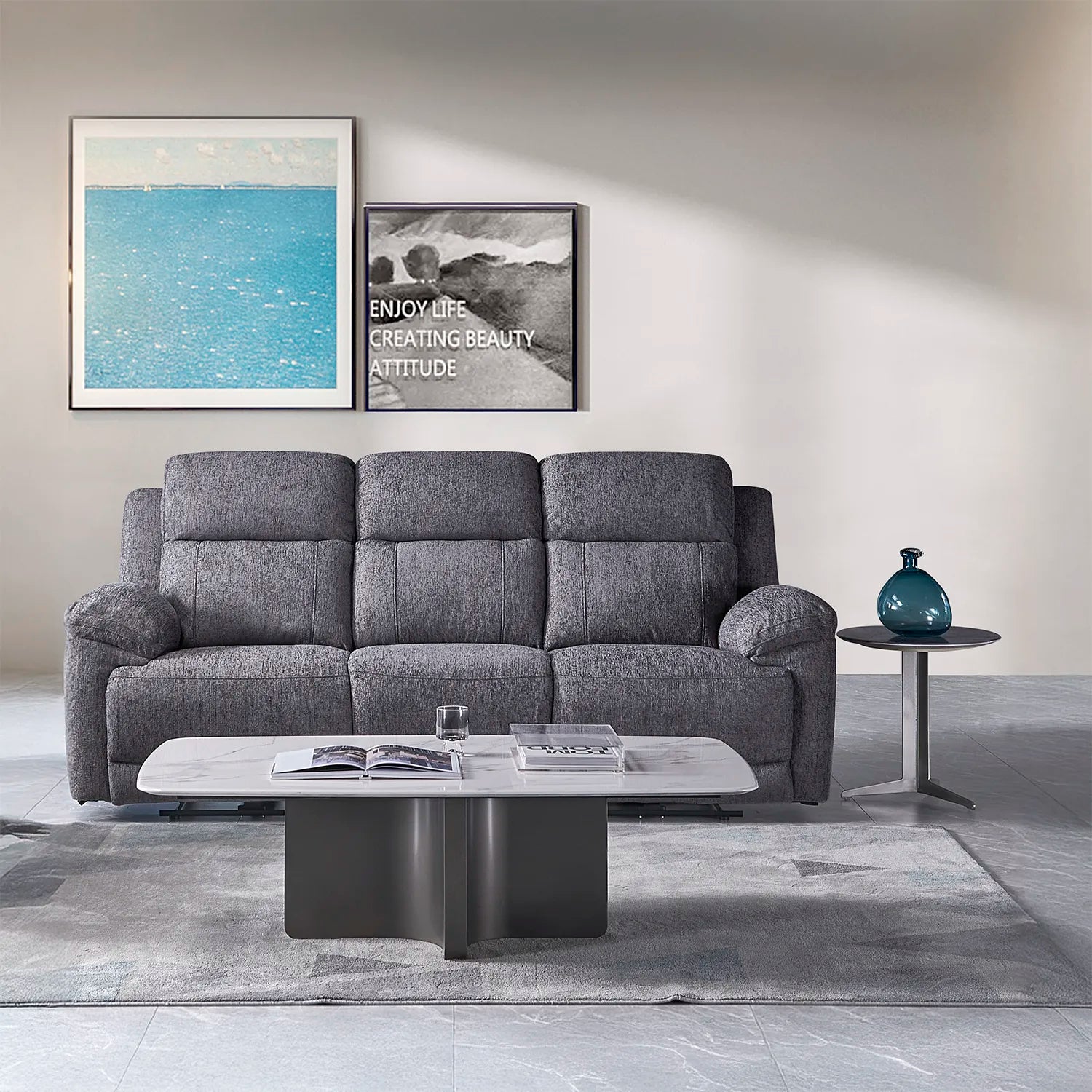 Touch Haven 3 Seater Heavy Duty Fabric Power Recliner Sofa with USB Ports - Pendle Village Furniture