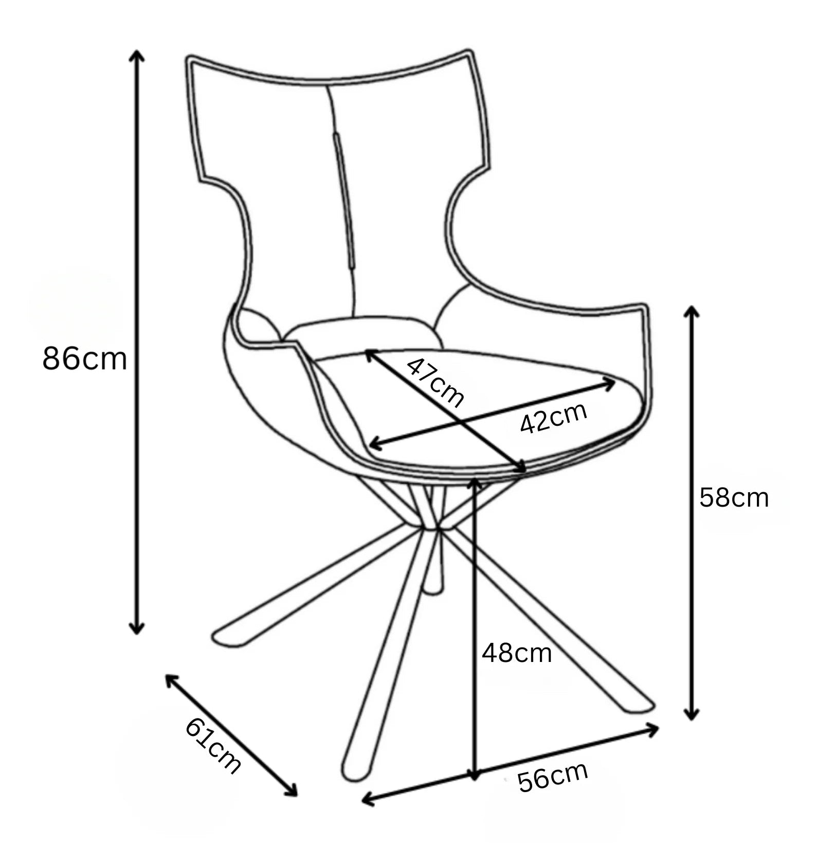 Tripoli Grey Fabric Dining Chairs - Dimensions
