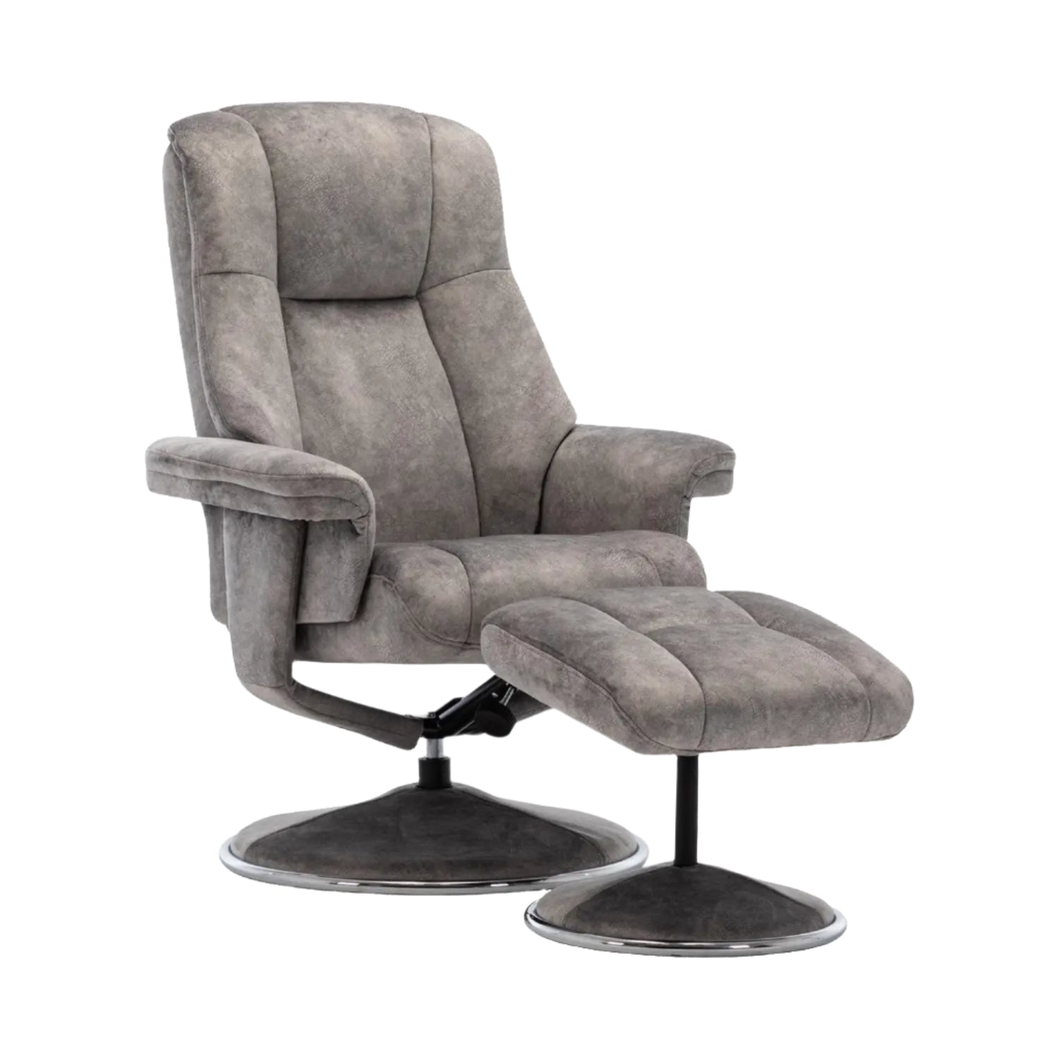 Get Troyes Fabric High Back 360 Swivel Chair and Footstool Pendle Village Furniture