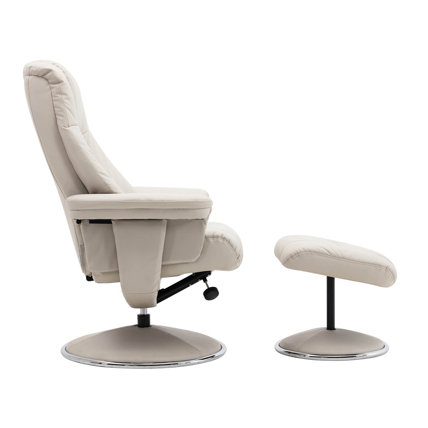 Troyes Leather Look High-Back 360 Swivel Chair and Footstool