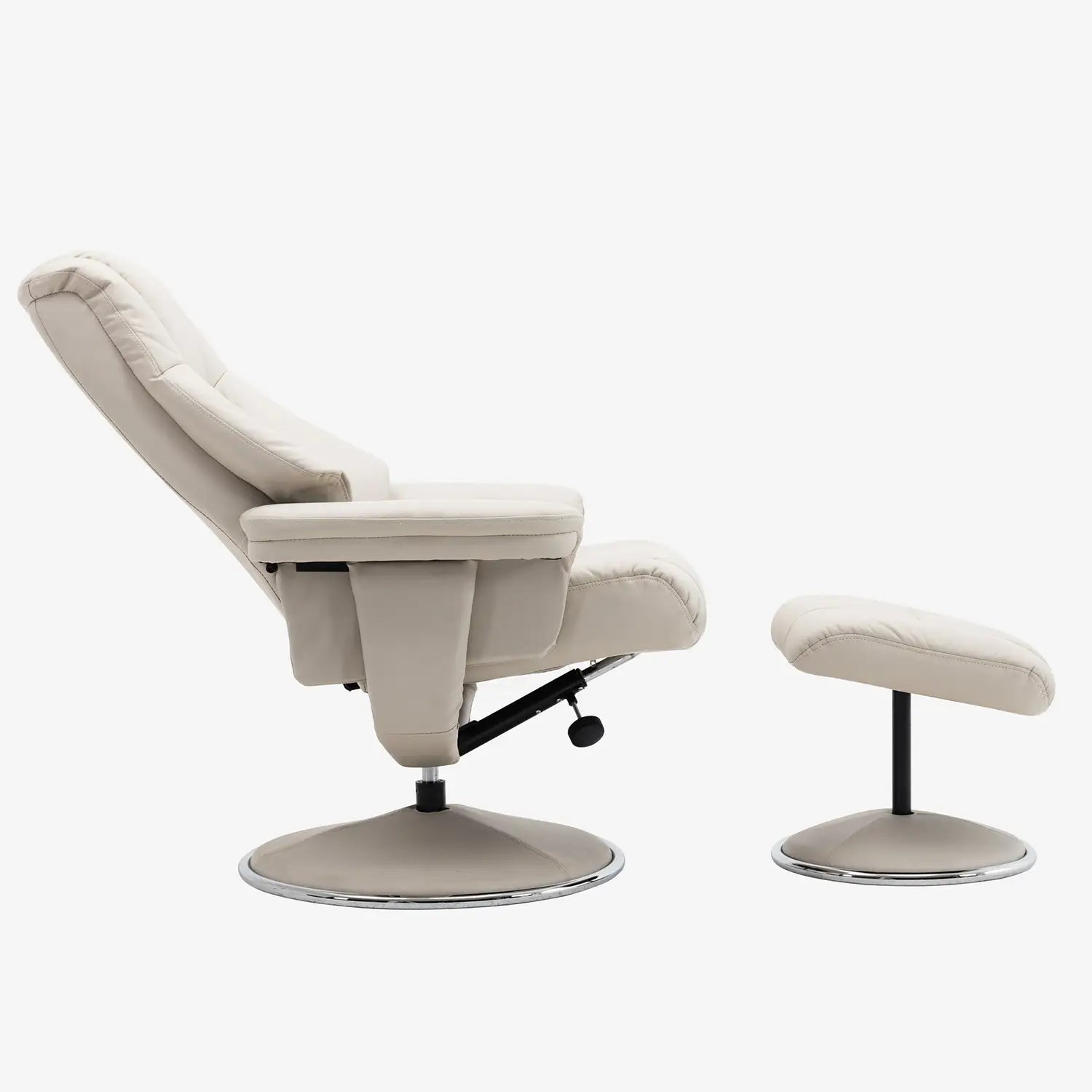 Get Troyes Leather Look High Back 360 Swivel Chair and Footstool Pendle Village Furniture