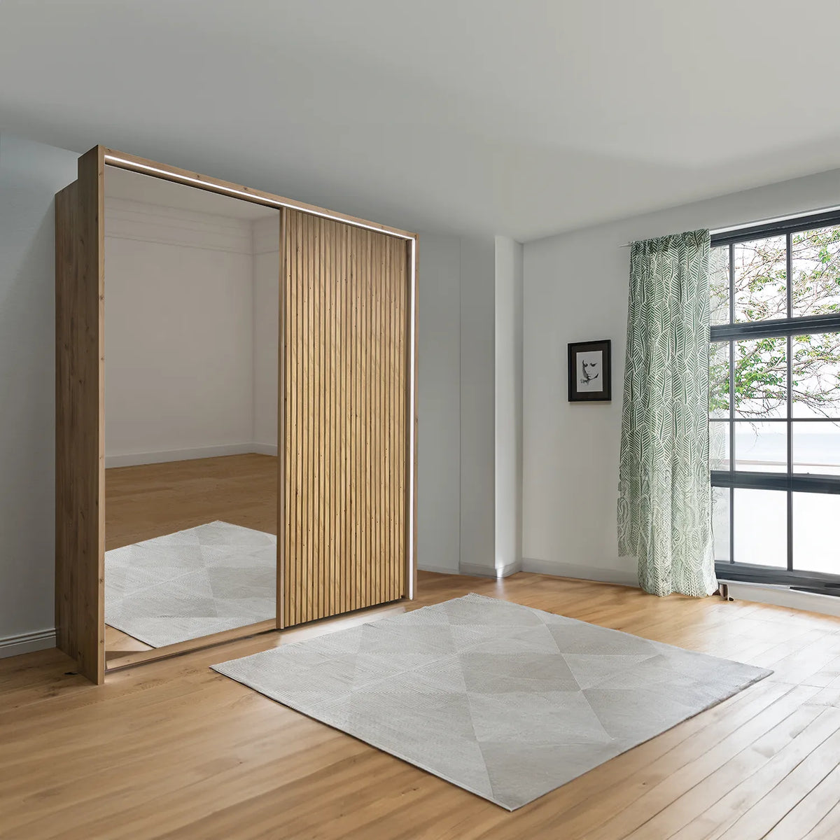 Tulsa Bianco Oak Double Freestanding Mirrored Wardrobe - Pendle Village Furniture