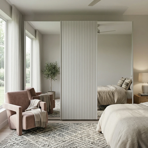 Tulsa Large 3 Door Wardrobe With Mirror and Decking Door