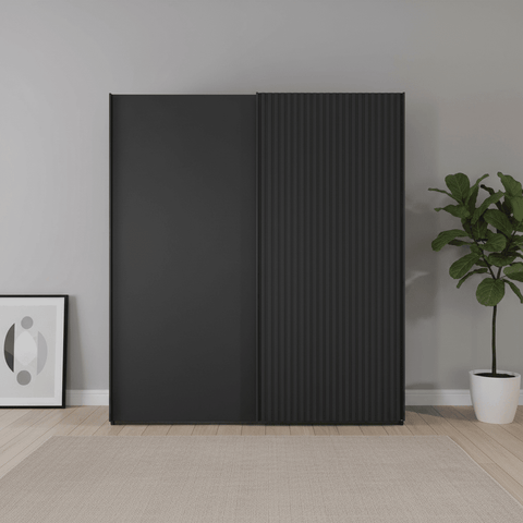 Tulsa 2 Door Black Sliding Door Wardrobe