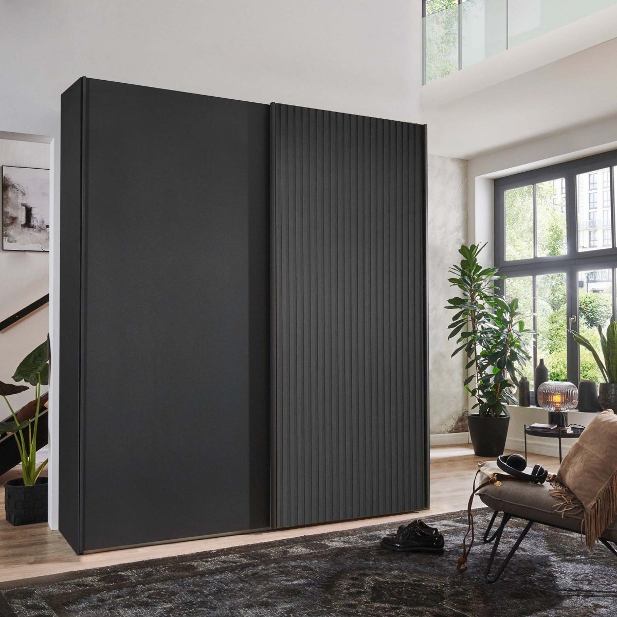 Tulsa 2 Door Black Sliding Door Wardrobe - Pendle Village Furniture