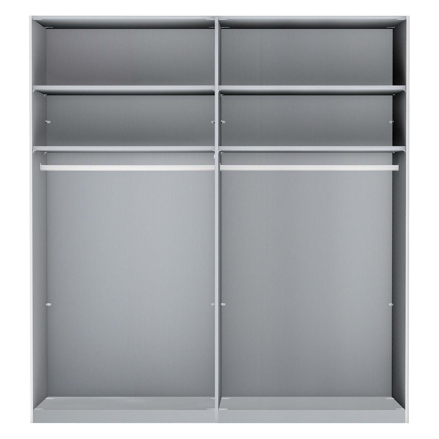 Tulsa 2 Door Black Sliding Door Wardrobe showcased in graphite colour with a slated structure door. Modern design with free delivery and assembly by Wiemann. - Internal Wardrobe Details