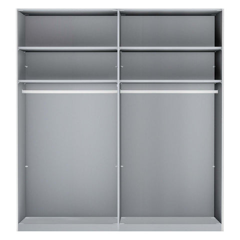 Tulsa 2 Door Black Sliding Door Wardrobe showcased in graphite colour with a slated structure door. Modern design with free delivery and assembly by Wiemann. - Internal Wardrobe Details