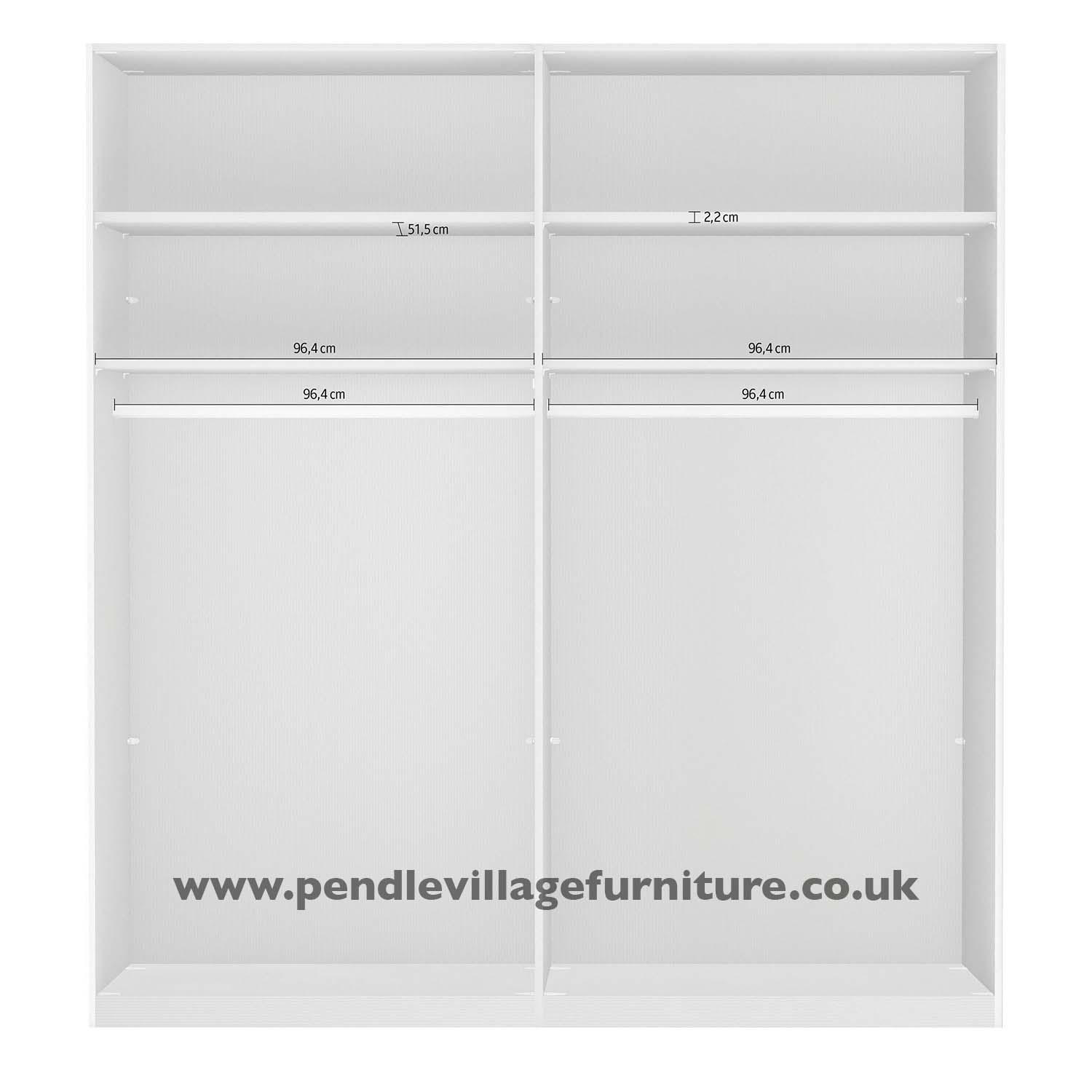 Tulsa 2 Door Black Sliding Door Wardrobe showcased in graphite colour with a slated structure door. Modern design with free delivery and assembly by Wiemann. - Wardrobe Internal Dimensions 