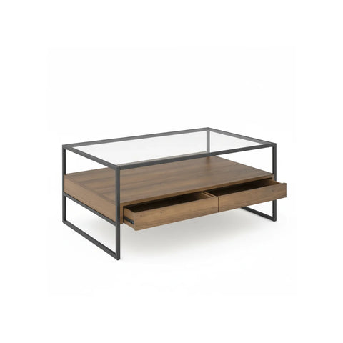 Tuscany Glass and Wood Coffee Table - Pendle Village Furniture