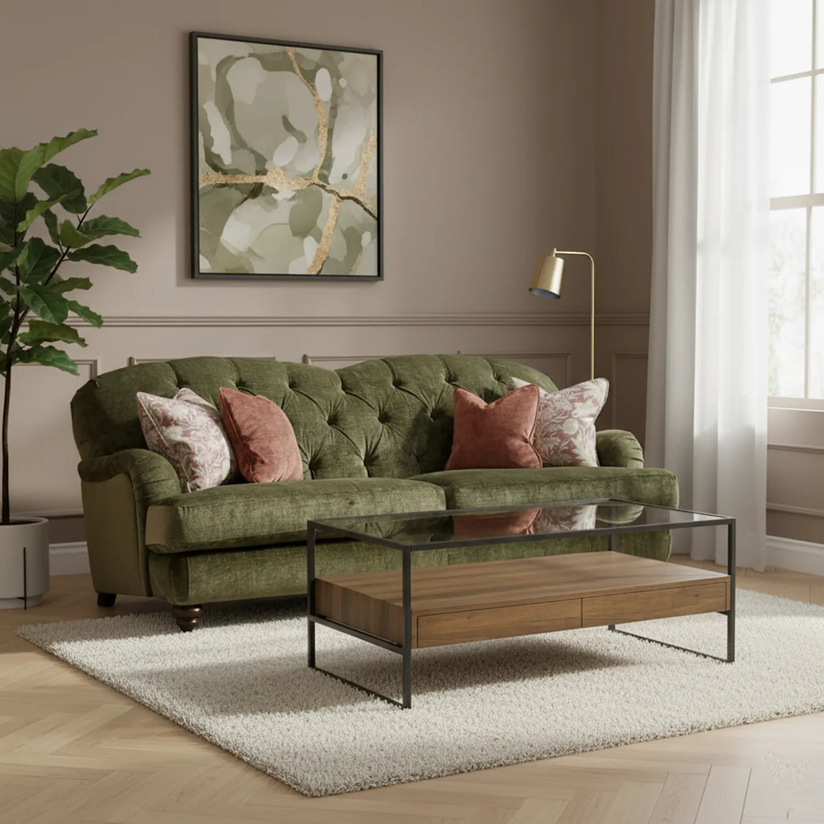 Tuscany Glass and Wood Coffee Table - Pendle Village Furniture