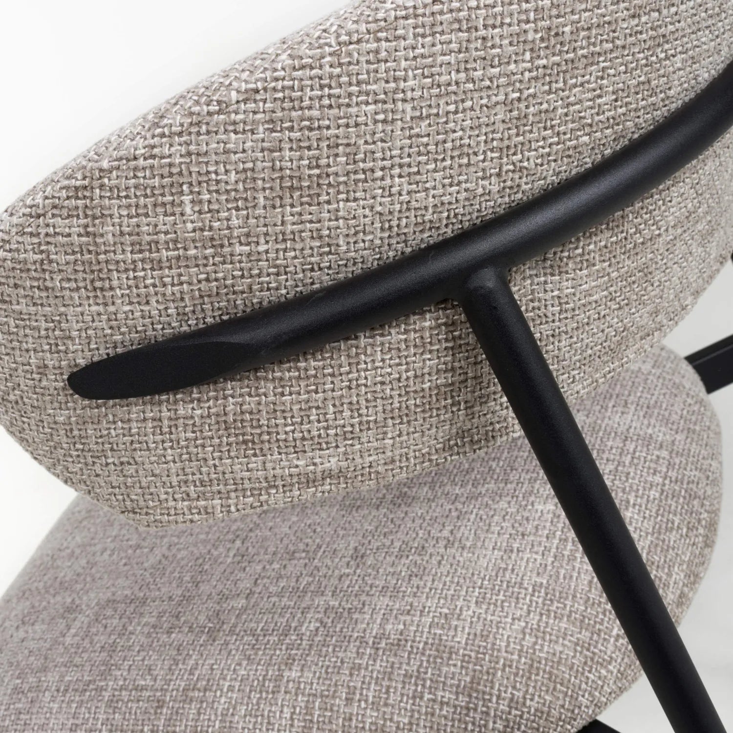Walnut effect Round Dining Table and 4 Tweed oatmeal Dining Chairs - Pendle Village Furniture