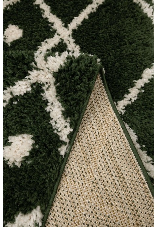 Textured nomadic design rug adding visual interest.