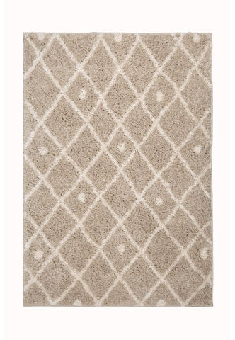 Elegant natural tone rug adding warmth to living space.