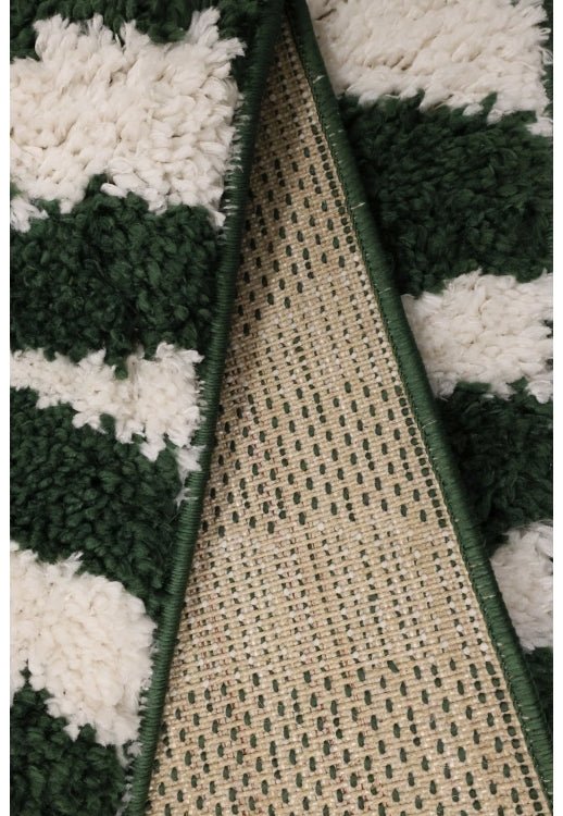 Contemporary geometric pulse pattern in green tones.