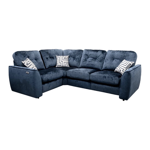 Tyler Ethan 2 corner 1 fabric sofa with reclining seats and chenille upholstery.