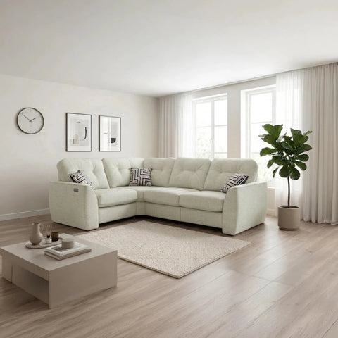 Tyler Ethan 2 corner 1 sofa with electric recliners, USB charging, and chenille upholstery.