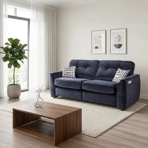 tyler Ethan 2 seater sofa with electric recliners, USB charging, and chenille upholstery.