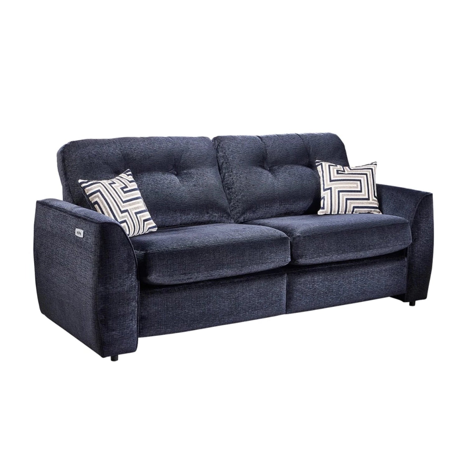Tyler Ethan 3 seater fabric sofa with reclining seats and chenille upholstery.