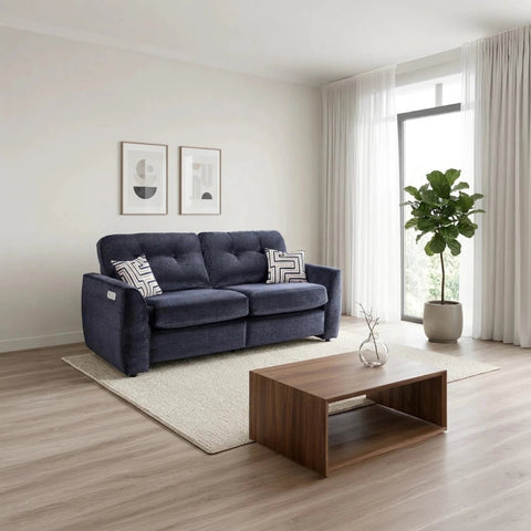 Tyler Ethan 3 seater fabric sofa with reclining seats and chenille upholstery.