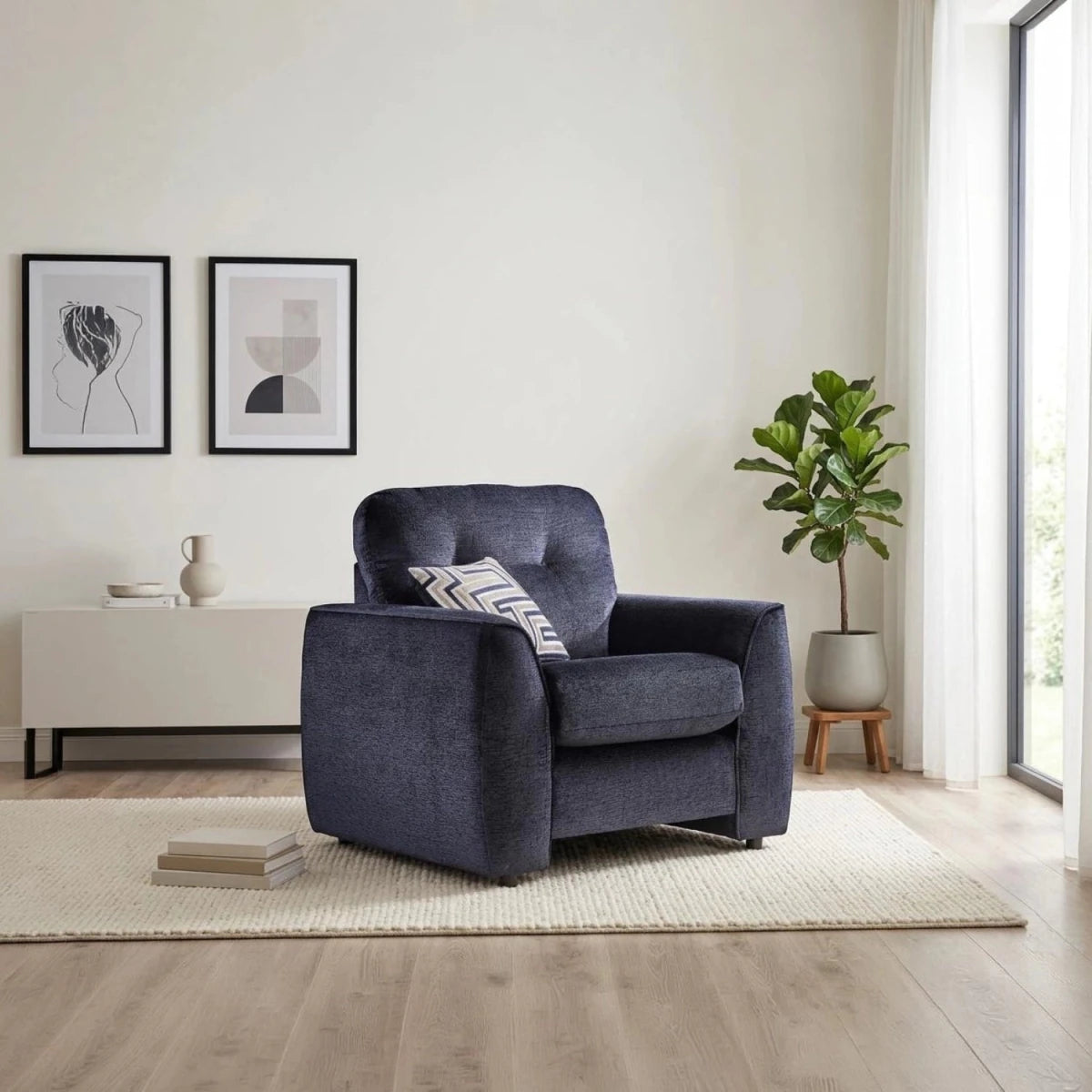 Tyler Ethan fabric chair with reclining seat and chenille upholstery.