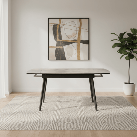 Vera 120-180cm Gloss Light Grey Ceramic Pull-out Extending Dining Table
