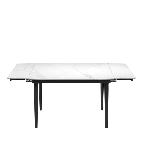 Vera Gloss White Marble Effect Ceramic Pull - out Extending Dining Table - Pendle Village Furniture