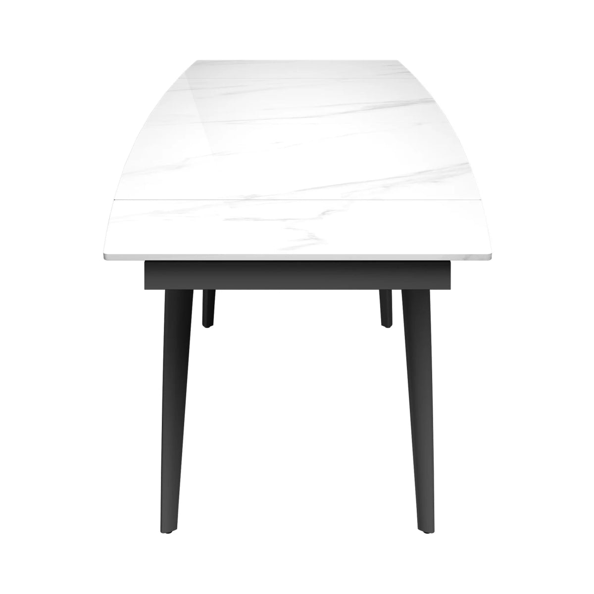 Vera Gloss White Marble Effect Ceramic Pull - out Extending Dining Table - Pendle Village Furniture