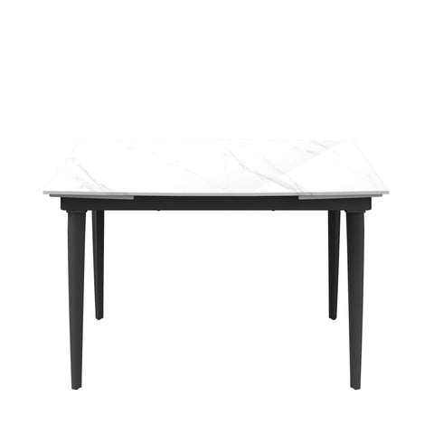 Vera Gloss White Marble Effect Ceramic Pull - out Extending Dining Table - Pendle Village Furniture
