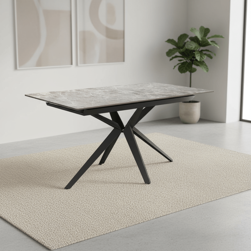 Lina 160-200cm Grey Gloss Ceramic Extending Dining Table