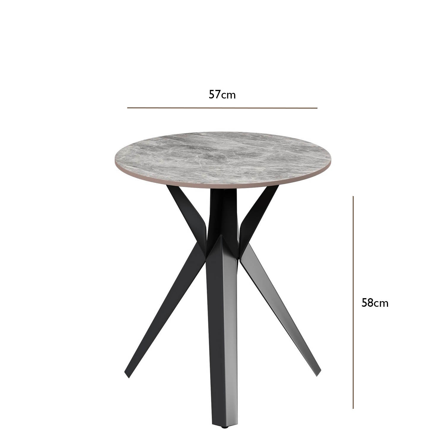 Lina Grey Gloss Ceramic Side Table - Dimensions 