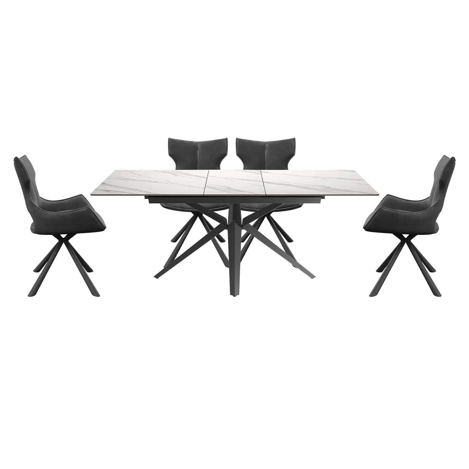Lina 160–200cm Gloss Ceramic Dining Table with Tripoli Chairs - Pendle Village Furniture
