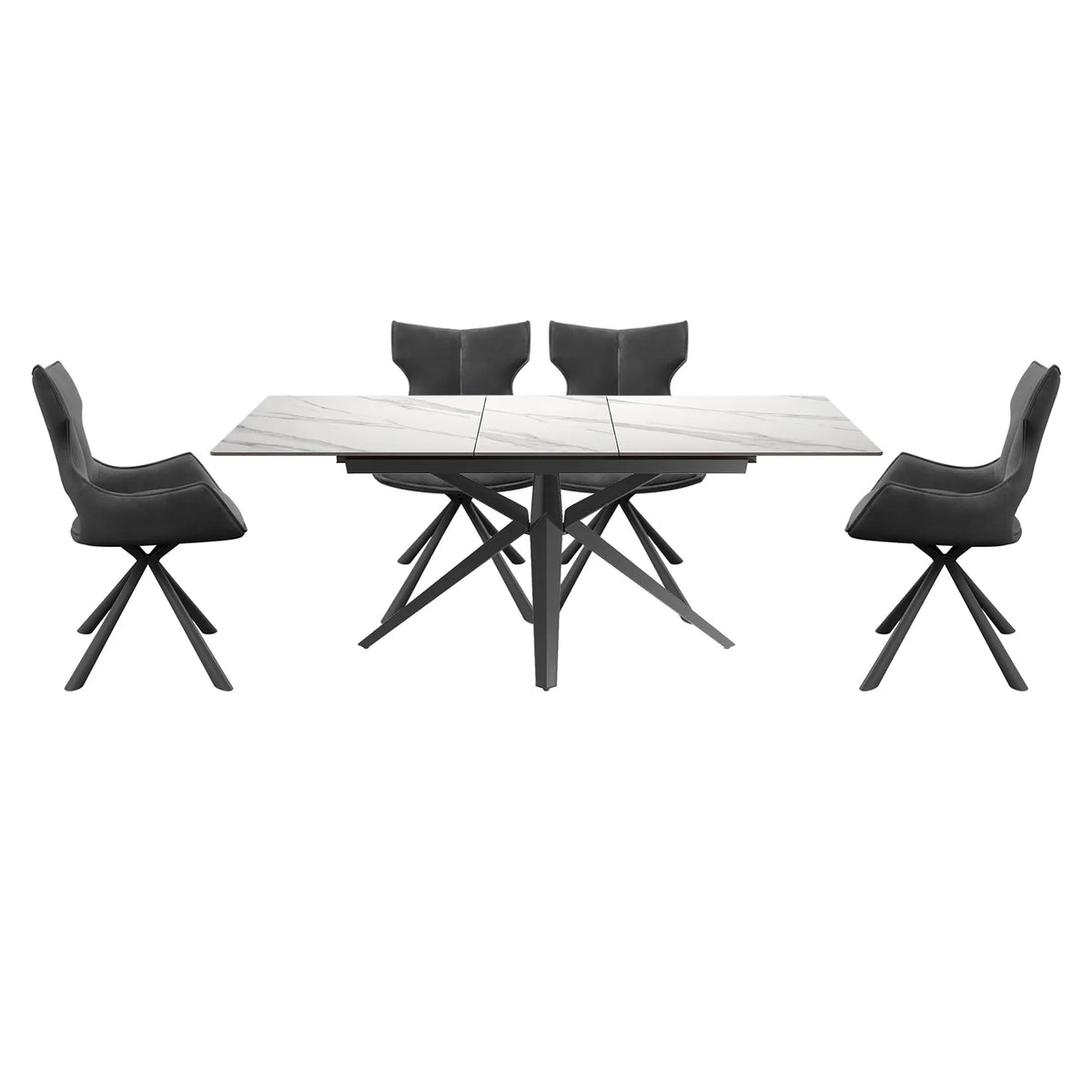Lina 160–200cm Gloss Ceramic Dining Table with Tripoli Chairs - Pendle Village Furniture