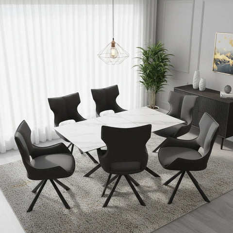 Lina 160–200cm Gloss Ceramic Dining Table with Tripoli Chairs - Pendle Village Furniture