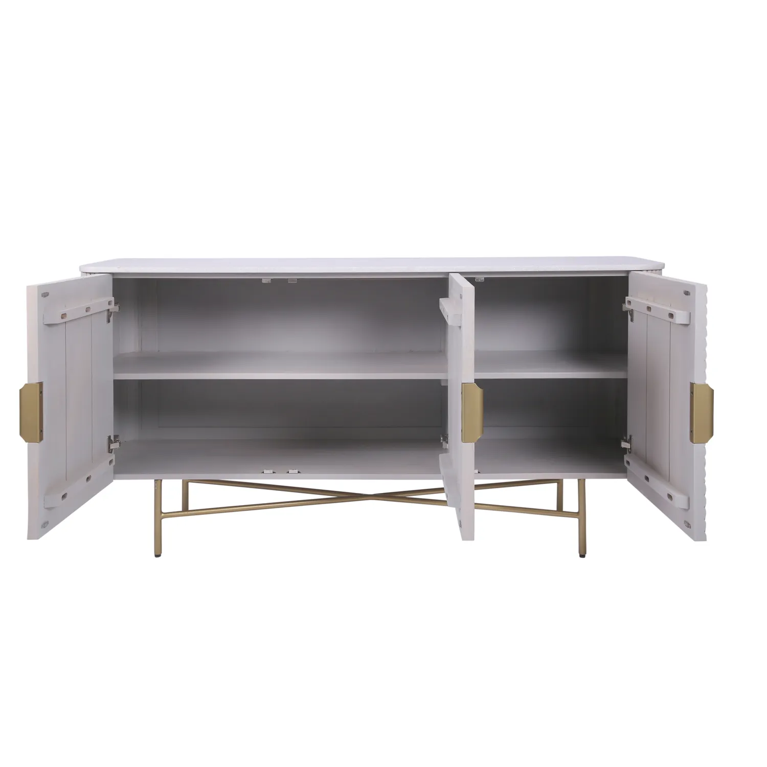 Valencia Marble Mango Wood 3 Door Sideboard, matching furniture available - Internal View 