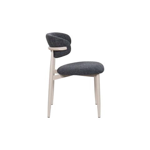 Valencia Marble Mango Wood Round Dining Table Set, Matching Furniture Available - Charcoal Chair Side View