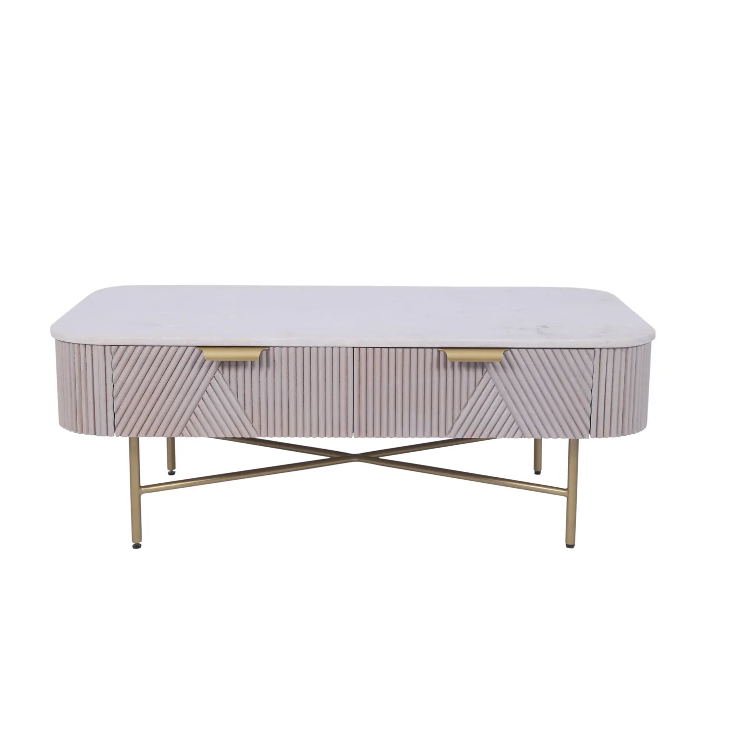 Valencia Marble Mango Wood Coffee Table, Matching Furniture Available - Front View 