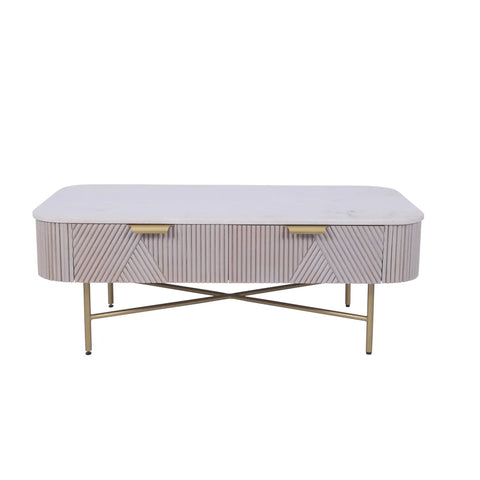 Valencia Marble Mango Wood Coffee Table, Matching Furniture Available - Front View 