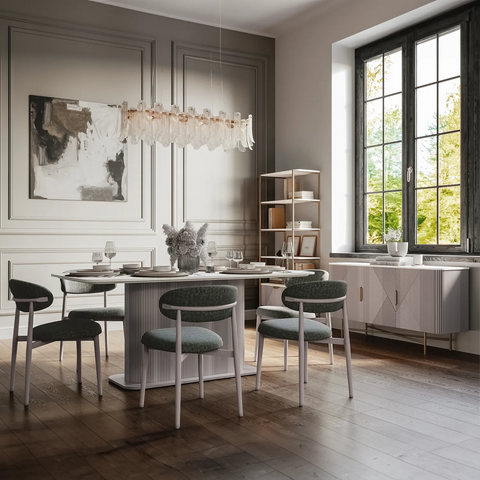 Aimar Marble Mango Wood Dining Table Set, Matching Furniture Available - Lifestyle Image
