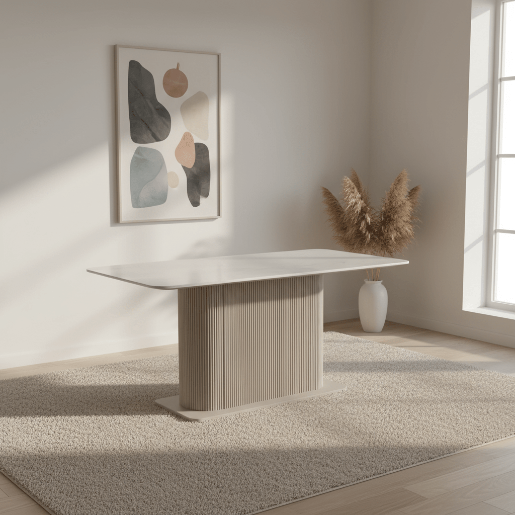 Valencia 1.8M Marble Mango Wood Dining Table