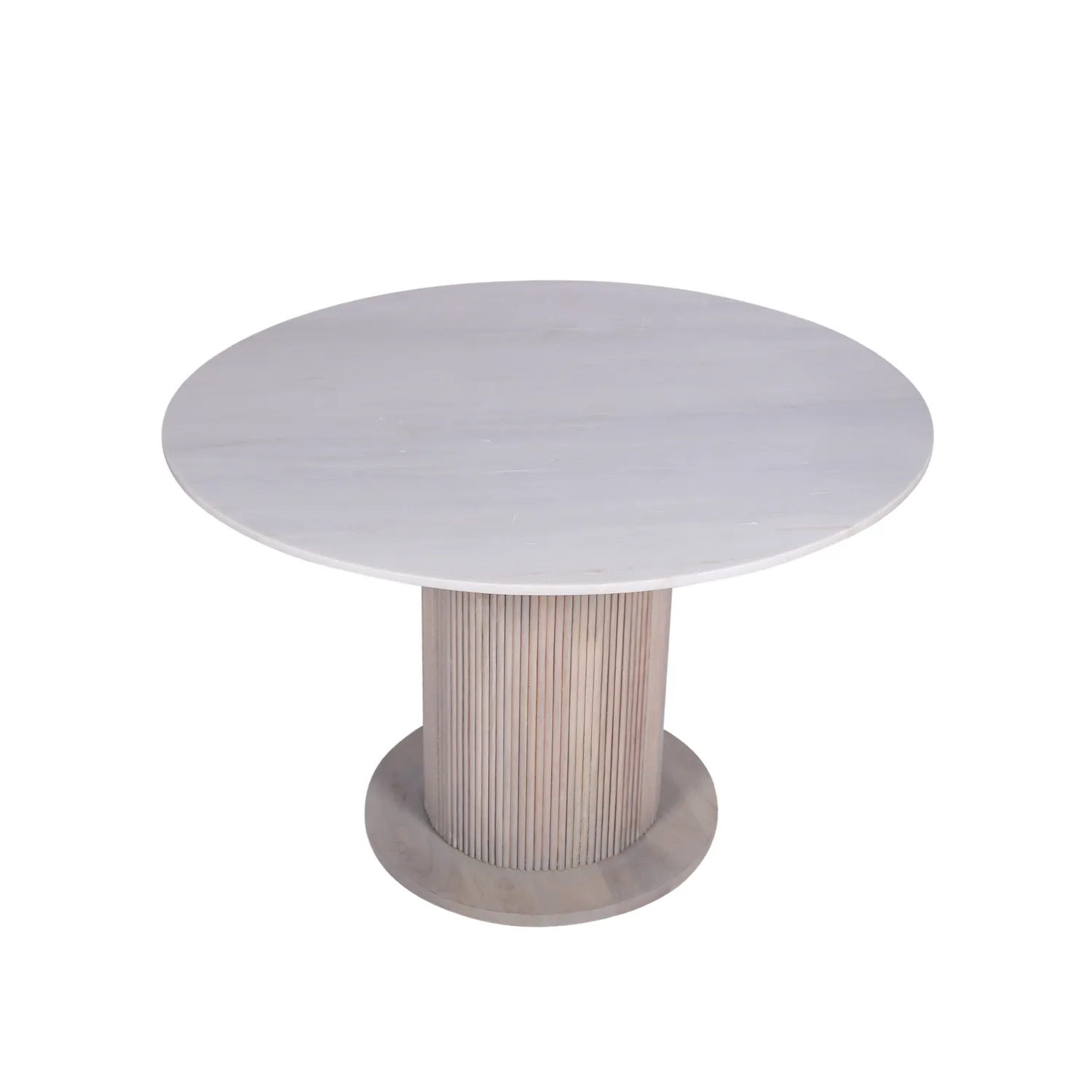 Valencia Marble Mango Wood Round Dining Table Set, Matching Furniture Available - Table Overview 
