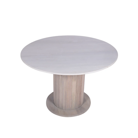 Valencia Marble Mango Wood Round Dining Table Set, Matching Furniture Available - Table Overview 