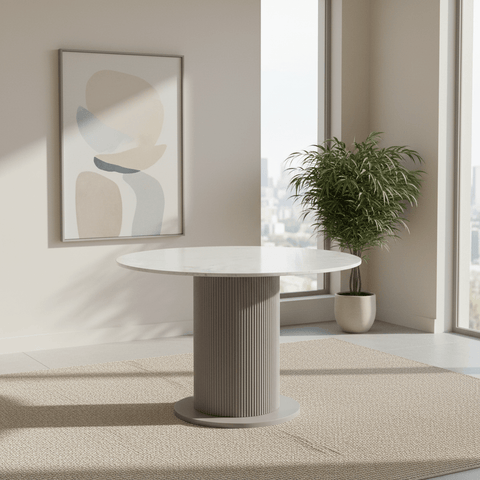 Valencia Marble Mango Wood Round Dining Table