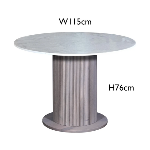 Valencia Marble Mango Wood Round Dining Table Set, Matching Furniture Available - Dimensions