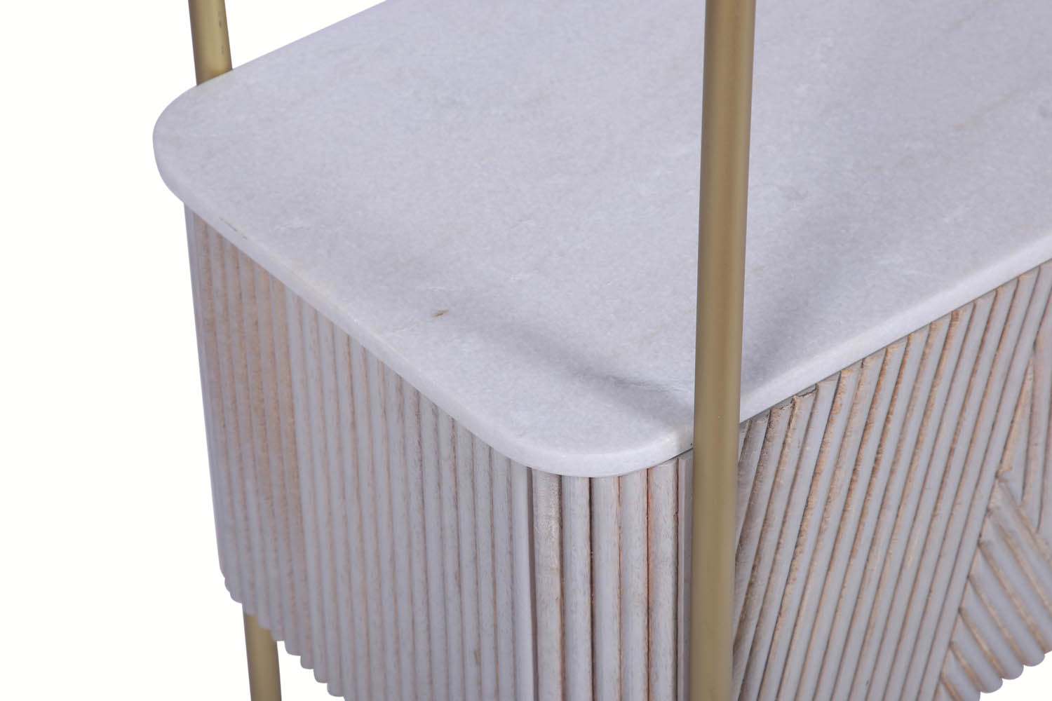 Valencia Marble Mango Wood Bookshelf with Drawers, matching furniture available - Close Up of Marble 